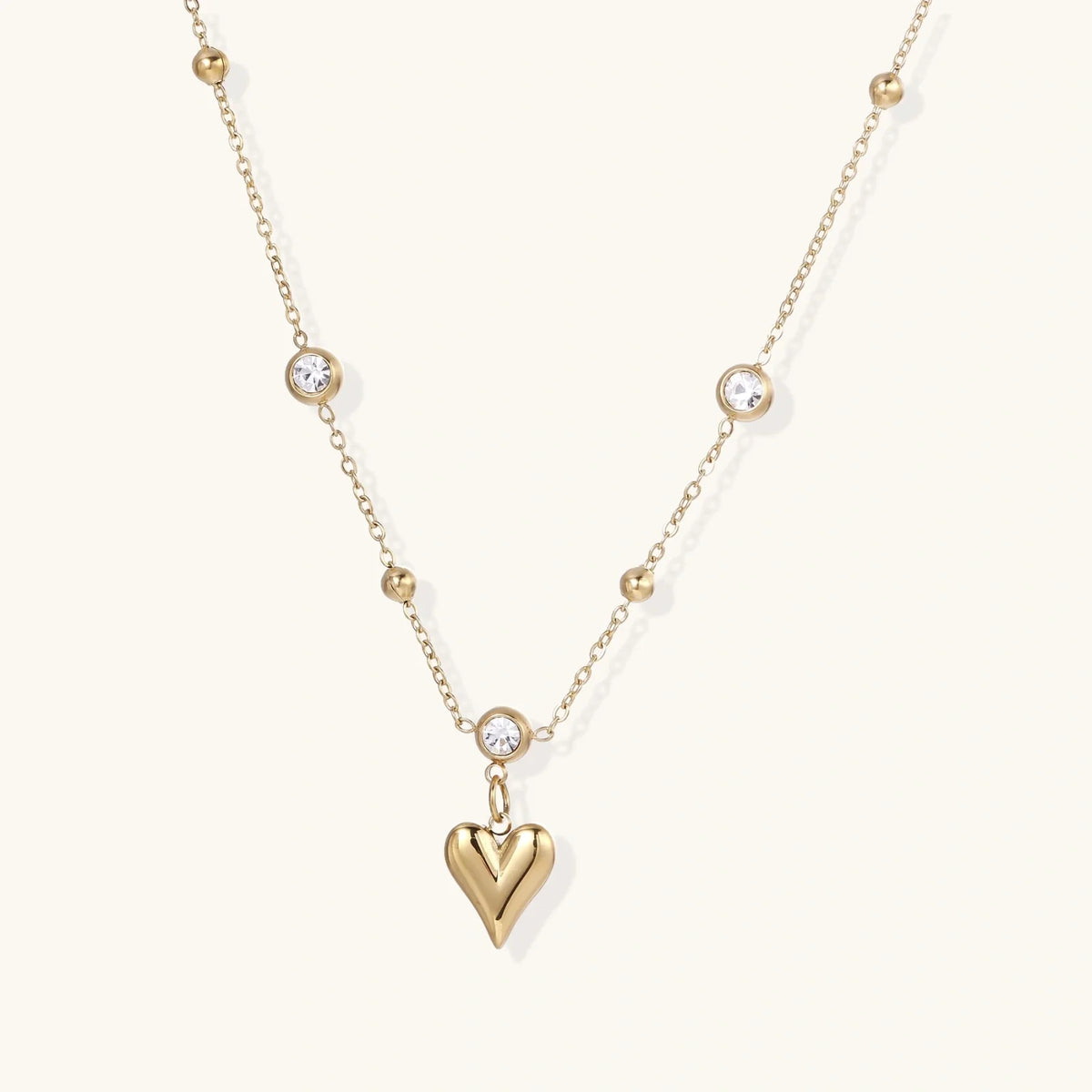 Collier Cœur de Cristal, plaqué or