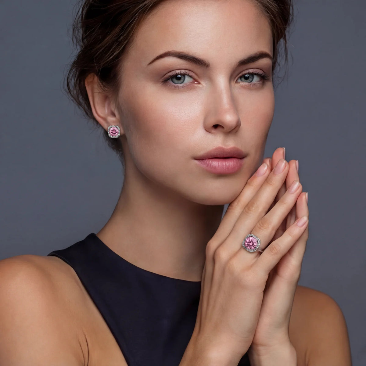 Blush Halo Moissanite Stud Earrings by Yspera