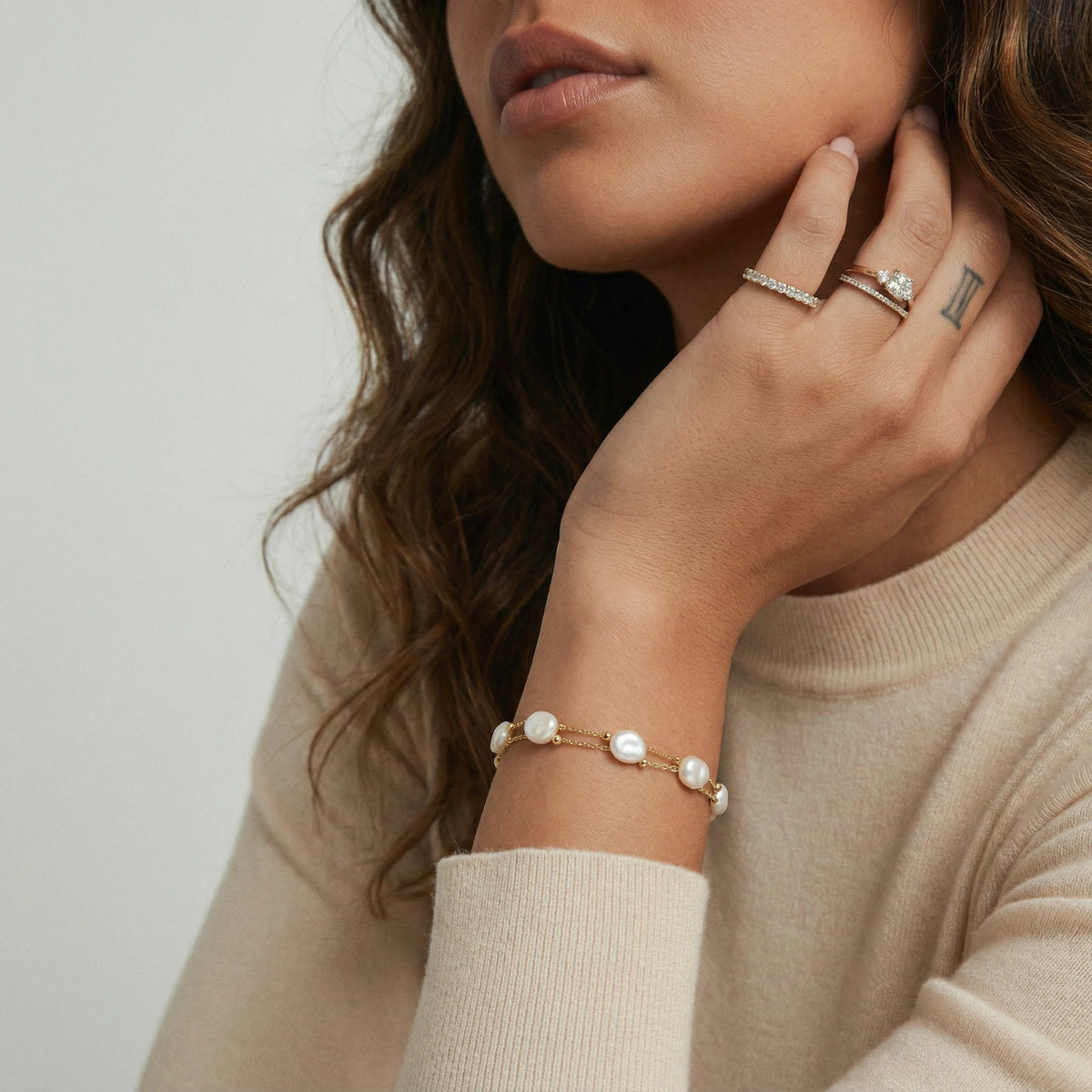 Baroque Pearl Layered Bracelet by Yspera