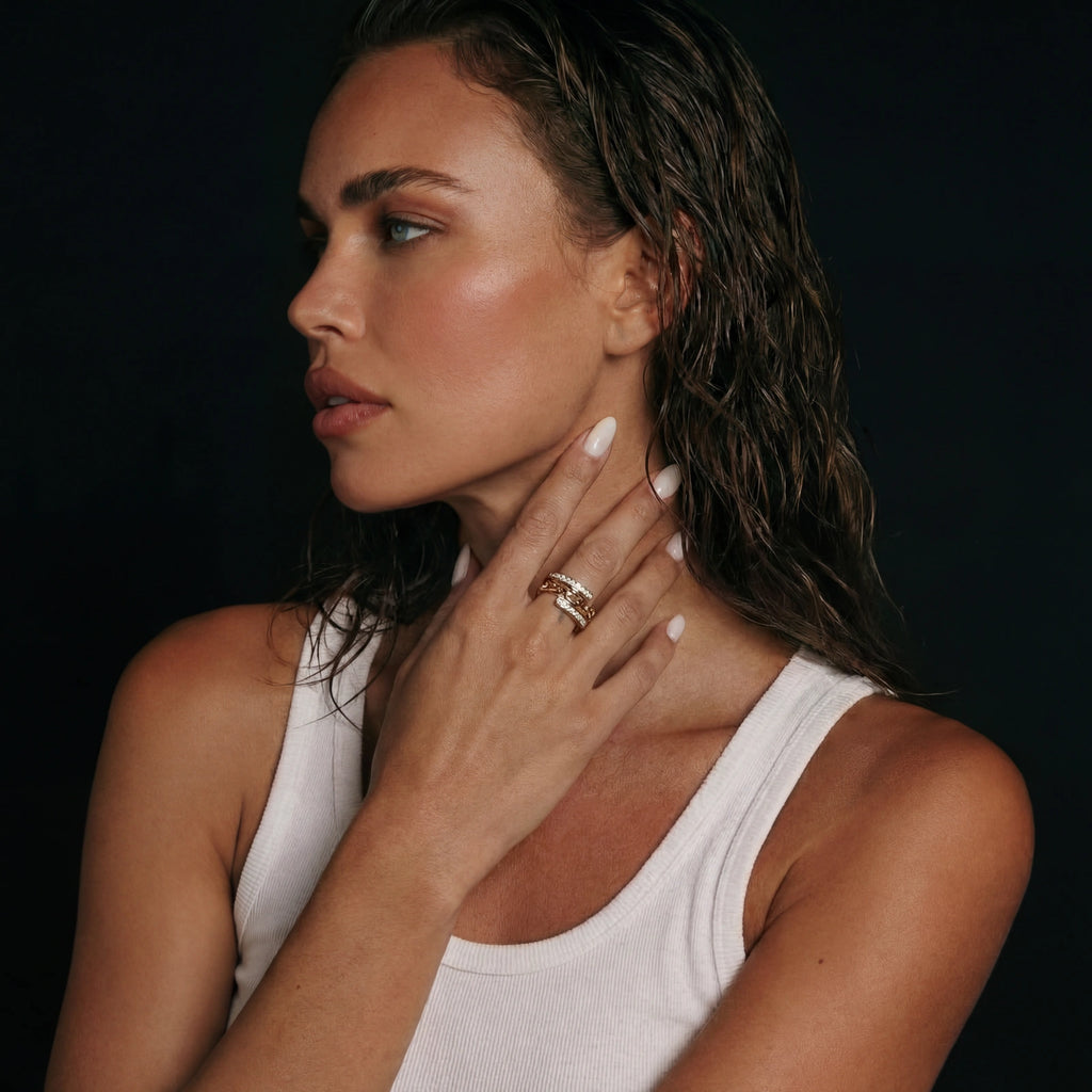 Chain Link Crystal Ring